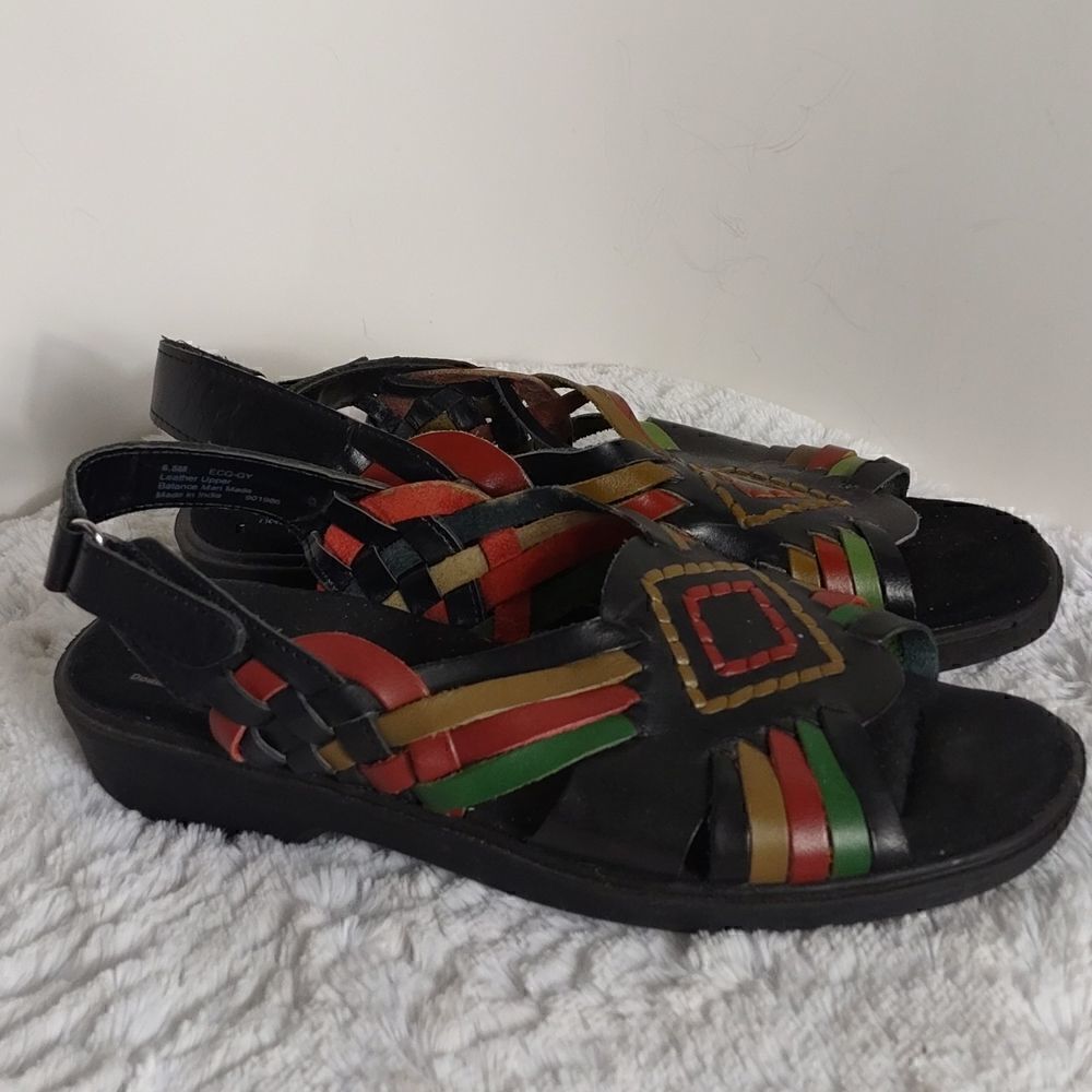 Dr Scholls Air Pillow Woven Leather Woman's Sandals